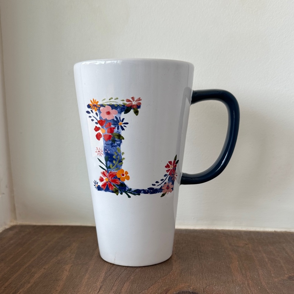 Modern Southern Home Floral Monogram L 13oz mug